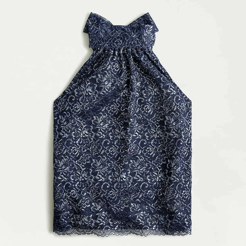 New! J CREW sz XS X-Small Halter Top Navy Blue Metallic NWT